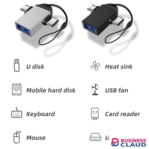 2 in 1 OTG Adapter USB 3.0 Female To Micro USB Male And Type-C Male Connector Aluminum Alloy on The Go Converter For Macbook pro Samsung Huawei Xiaomi USB Data Cable OTG