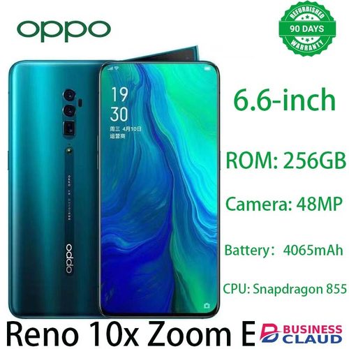Refurbished Phone OPPO Reno 10x Zoom Edition Snapdragon 855 Processor 256GB/128GB 6.6 Inch 4065MA and 48MP+16MP+5MP 2G/3G/4G/LTE Dual SIM Smartphone (No Fingerprint)