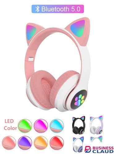 Flash Light Cute Cat Ears Bluetooth Wireless Headphone with Mic Earphones & Headset black Headphones in Built-charging-cable-and-22-5w-fast-charging