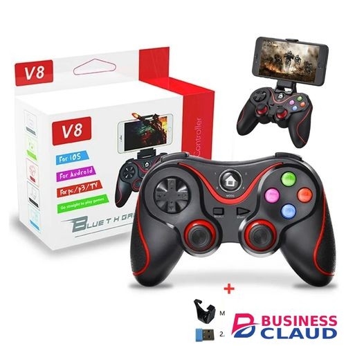 V8 Wireless Bluetooth Game Controller Gaming Pad With Smartphone Holder