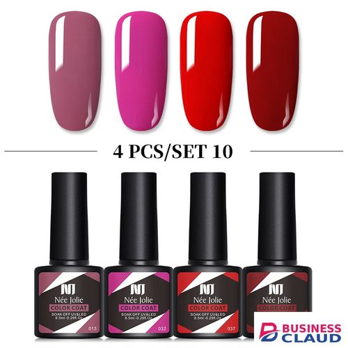4PCS/SET 8.5 ML Reflective Glitter Gel Pink Sequins Gel Nail Polish Soak Off UV Nail Gel Semi-permanent Nail Art Decoration Nail Gel Set Gel Nail Varnish