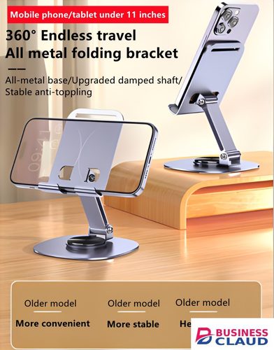 100% Metal Desktop Mobile Phone Holder Stand 360° Rotate Universal Mobile Phone Stand Phone Holder For iPhone iPad Xiaomi Adjustable Tablet Foldable TableCell Phone Desk Stand Holder