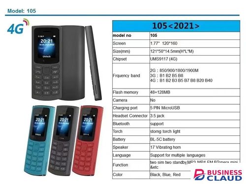 Second hand Original 5G Original GSM mobile phone for NOKIA 105 HDM second hand cellphone keypad feature phone elder cheap mobile phone Feature in Cables-led-light-flashlight