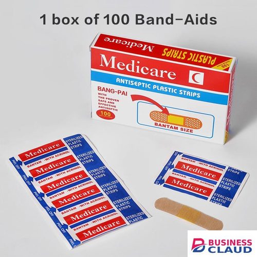 100Pcs Band-Aids, Flexible Fabric Adhesive Bandages, Breathable First Aid Plasters for Minor Cuts, Scrapes & Blisters, Bulk Wound Care for Home & Outdoor