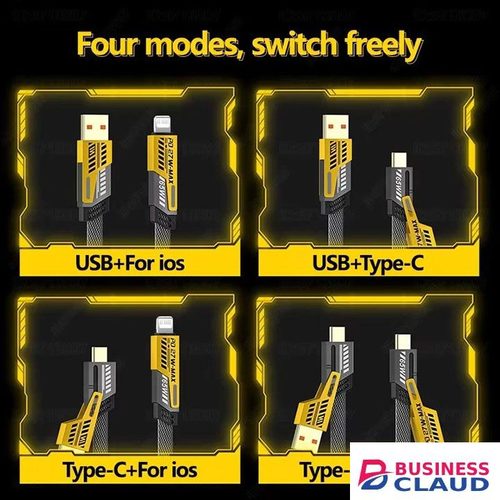 65W Quick Charger Spring USB Cable 4 in 1 Spring Data Cable 6A USB Type C Spring Telescopic Wire for IPhone Xiaomi Tecno Huawei Samsung Charger Liquid Silicon Type-C Micro Lighting Charging Cable in 1-spring-data-cable-6a-usb-type-c-spring-telescopic-wire-for