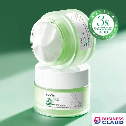 Sadoer 5 in 1 Set, 3% Salicylic Acid Acne Repair Cream + Amino Acid Gentle Cleanser + 3% Acne Repair Toner with Niacinamide + Acne Repair Serum + Sunscreen SPF 50, Acne Repair, Soothing, Repair