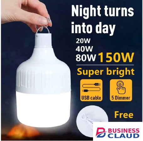 Chargable reading lights + free charging cableOutdoor USB Rechargeable LED Lamp Bulbs Emergency Light 20W 40W 80W 150W Portable Hook Up Camping Lights Home Decor Night Light + free charging cable