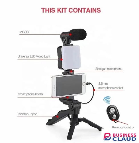 Smartphone Vlogging Kit With Tripod Phone Holder Mini Microphone LED Fill Light Starter For TikTok Live Stream Video YouTube