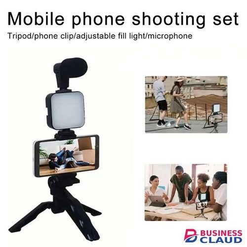 Smartphone Vlogging Kit With Tripod Phone Holder Mini Microphone LED Fill Light Starter For TikTok Live Stream Video YouTube in Cables-led-light-flashlight