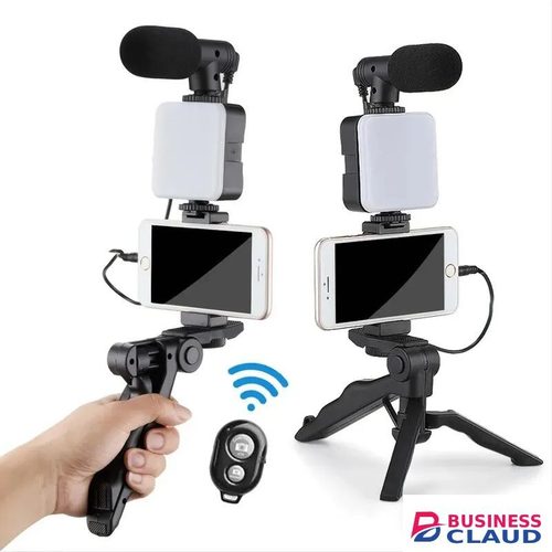 Smartphone Vlogging Kit With Tripod Phone Holder Mini Microphone LED Fill Light Starter For TikTok Live Stream Video YouTube in Cables-led-light-flashlight