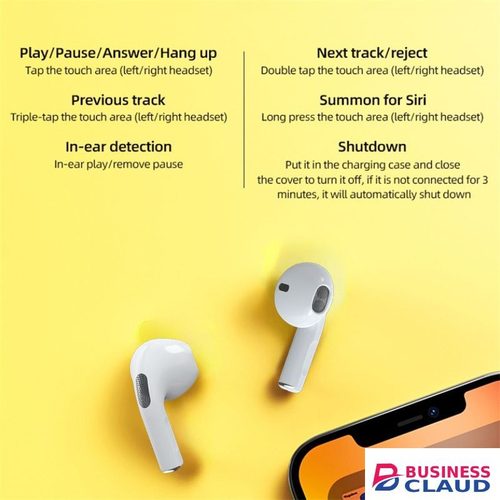RichRipple Upgrade MINI Pro6 TWS 4th Generation Wireless Bluetooth Earphone Waterproof Music Business Earbuds Earpods Work on all Smartphones for Android&ios in Cable-blue