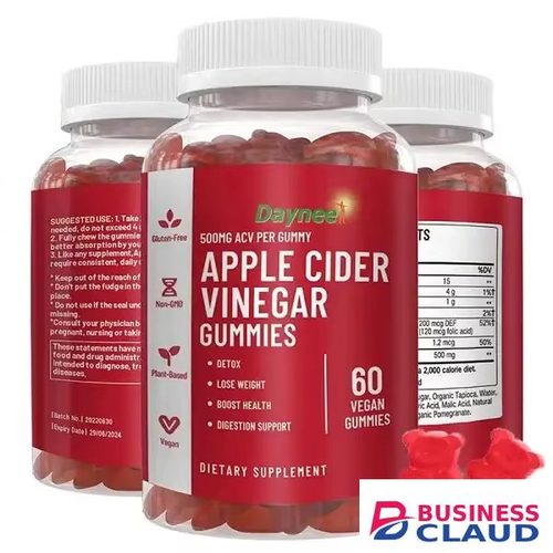 Apple Cider Vinegar Gummies(500mg) | Dietary Vinegar For Detox 500mg Sexy Look Detox, Cholesterol, and Energy Vitamins B9 and B12 Promotes Sexy Body ACV Gummies