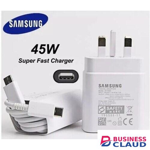 Samsung 45W Fast Header C to C Charger WHITE Adapter for all type C gadgets, Galaxy A15,A25,A05S,S23FE, S20FE With Type C Output