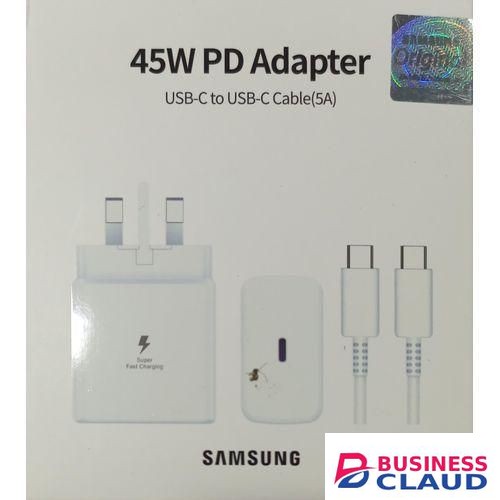 Samsung 45W Fast Header C to C Charger WHITE Adapter for all type C gadgets, Galaxy A15,A25,A05S,S23FE, S20FE With Type C Output in Cables