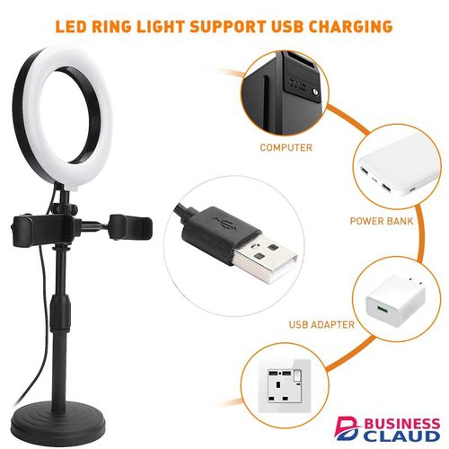 Double Phones Tripod Stand Ring Light Phones Selfie Stick Live Bracket Spin Three Light Color in 1-fast-charge-stable