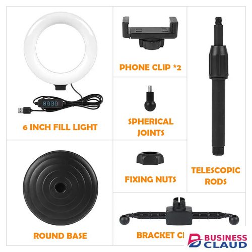 Double Phones Tripod Stand Ring Light Phones Selfie Stick Live Bracket Spin Three Light Color