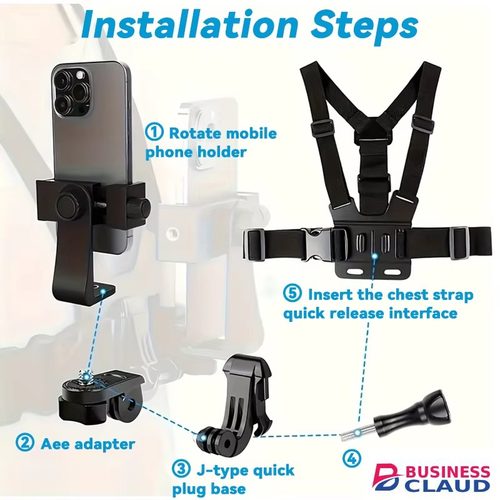 1 PC Adjustable Phone Clip Holder With Chest Strap Fixation Bracket for Sport Camera Mobile Phone Camera Black Holder Accessory