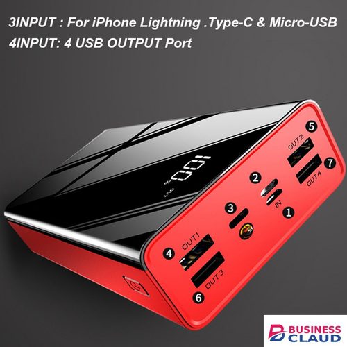 RichRipple Power Banks 40000mah iPhone LED Power Bank ExterBattery USB Large Capacity Mirror Screen Portable for all Phones powerbank in Cables-led-light-flashlight