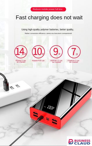 RichRipple Power Banks 40000mah iPhone LED Power Bank ExterBattery USB Large Capacity Mirror Screen Portable for all Phones powerbank in Cables-led-light-flashlight