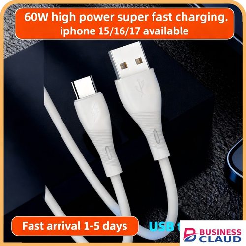 Charger Cables Fast 60W 6A Type-C，iphone 15/16/17 available for most mobile phones Huawei, Samsung, Transsion, Xiaomi, iphone,OPPO, Realme Available in Cables