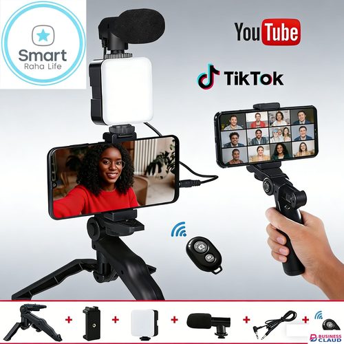 【Promotion】Smartrahalife Tripod Phone Stand with Ring Light and Microphone All in One Video Recording Kit for Content Creators Live Streaming YouTube TikTok in One-video-recording