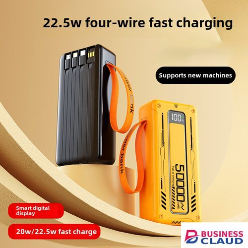 RichRipple Power Banks 50000mah 22.5W Fast Charging Power Bank 4 cables charge station ExterBattery USB Large Capacity Portable for all Phones Black 50000mah powerbank in Cables-led-light-flashlight