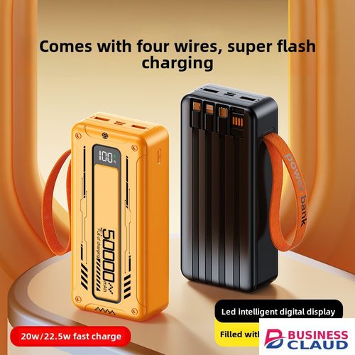 RichRipple Power Banks 50000mah 22.5W Fast Charging Power Bank 4 cables charge station ExterBattery USB Large Capacity Portable for all Phones Black 50000mah powerbank in Cables-led-light-flashlight