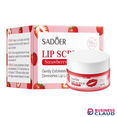SADOER Strawberry Lip Scrub , Gently exfoliates, Diminishes Lip Lines, Removes Dead Skin, Moisturizes, Brightens Lip Color, Soft Pink Lips, Exfoliating Fruit Series in Hair-extension