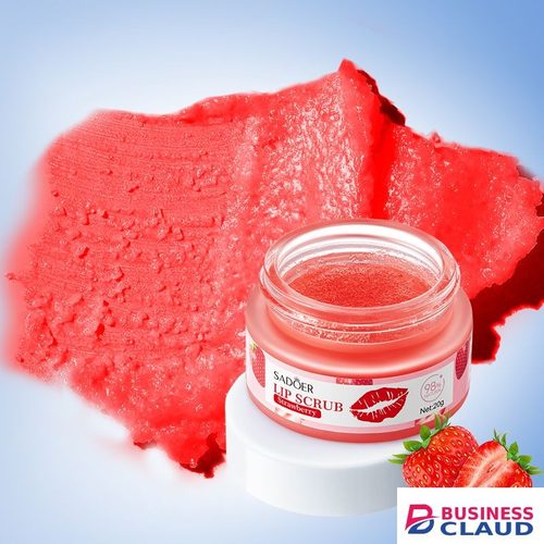 SADOER Strawberry Lip Scrub , Gently exfoliates, Diminishes Lip Lines, Removes Dead Skin, Moisturizes, Brightens Lip Color, Soft Pink Lips, Exfoliating Fruit Series in Hair-extension