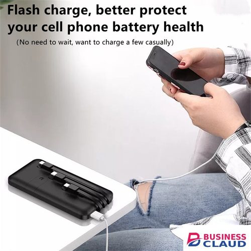Portable 3 Cables Powerbank 10000mAh With Phone Holder Function Power Bank 3-Wire Portable Power Charging Bank Fast Charger with Phone Holder Function in Cables-led-light-flashlight