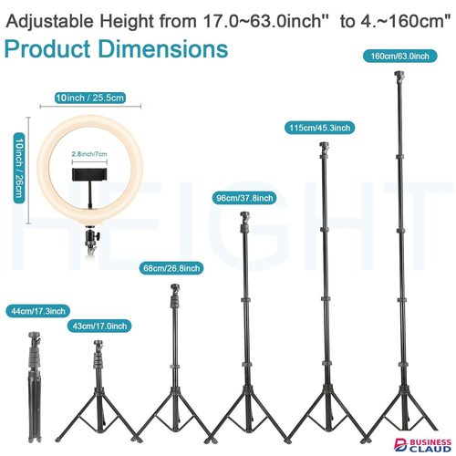 Besundy 2.1M Tripod Stand with 10 Inch LED Ring Light- Dimmable Beauty Ringlight Three colors adjustable for Selfie Live Stream/Makeup/Youtube/Tiktok Video in Cables-led-light-flashlight
