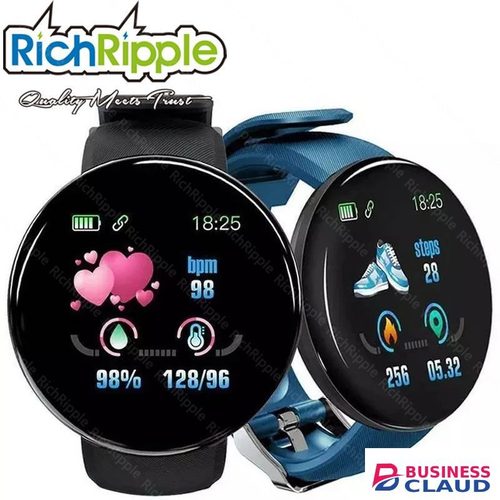 RichRipple D18 Smart Watch Heart Rate/Blood Pressure/Blood Oxyge Monitor Smart Bracelet Wristband Fitness Tracker Waterproof SmartWatch Rate in Cable-black