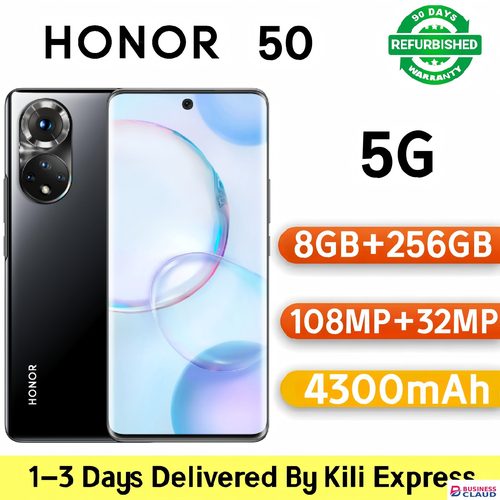 Refurbished Refurbished Honor 50 5G Smartphone | 8GB RAM + 256GB ROM | 108MP Ultra-Clear Vlog Camera | 6.57" 120Hz Curved OLED Screen | 66W SuperCharge | Google Play Supported (Grade A) in Built-charging-cable-and-22-5w-fast-charging