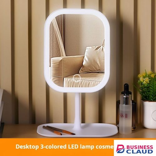 LED light European makeup mirror desktop multifunctional makeup mirror with adjustable lamp desktop makeup mirror LED tri color light adjustable mirror