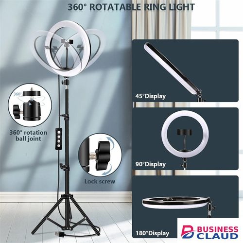 4 in 1(Free Gift: Micphone+Remote) 2.1M Tripod Stand with 14 Inch LED Ring Light- Dimmable Beauty Ringlight for Selfie Live Stream/Makeup/Youtube/Tiktok Video/Photography in 1-free-gift-micphone-remote-2-1m-tripod-stand-with-14-inch-led-ring-light-dimmable-beauty-ringl