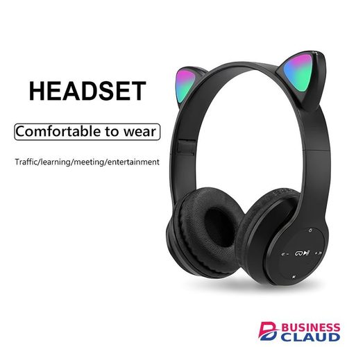 RichRipple P47M Wireless Cute Cat Ear Headphones Stereo RGB Bluetooth Headphone Sports Foldable Headset With TF Micro for IOS/Android in Built-charging-cable-and-22-5w-fast-charging