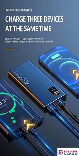 RichRipple Power Banks 20000mAh 10000mAh Ultra Thin 40w Super Fast Charging Large Capacity Power Bank Two-way Fast Charging Digital Display External Battery powerbank in Built-charging-cable-and-22-5w-fast-charging