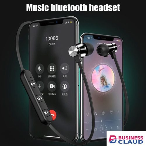 Magnetic Bluetooth Earphones Sports Wireless Earbuds Super Bass With Mic For All Smart Phones Stereo Sports Waterproof Earbuds Wireless in-ear Headset with Mic in Cable-black