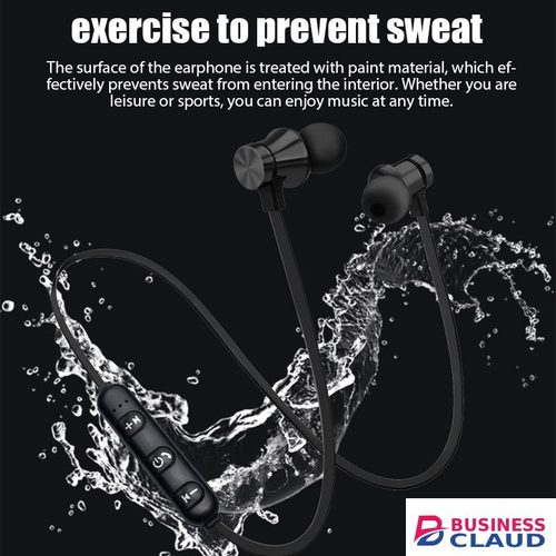 Magnetic Bluetooth Earphones Sports Wireless Earbuds Super Bass With Mic For All Smart Phones Stereo Sports Waterproof Earbuds Wireless in-ear Headset with Mic in Cable-black