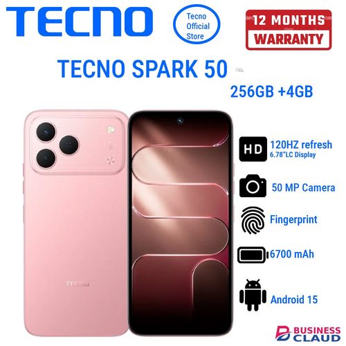 TECNO SPARK 50 256GB+4GB 6.78" 120Hz Phone Dynamic Port 50MP Dual Speaker 6700mAh 18W Type-C Dual SIM 4G Side Fingerprint Smart AI Phones in Built-charging-cable-and-22-5w-fast-charging