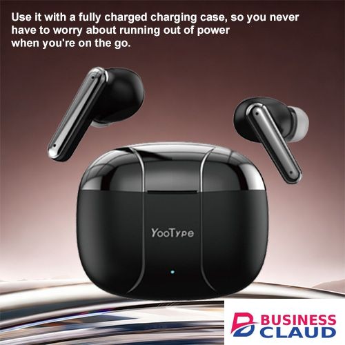YooType K14 Wireless Bluetooth Earbuds True Wireless Earphones for Noise Suppression Pure Bass Sound 400mAh with Intelligent Touch in Black with Mic Earpods Suitable for ios Android and Windows in Built-charging-cable-and-22-5w-fast-charging
