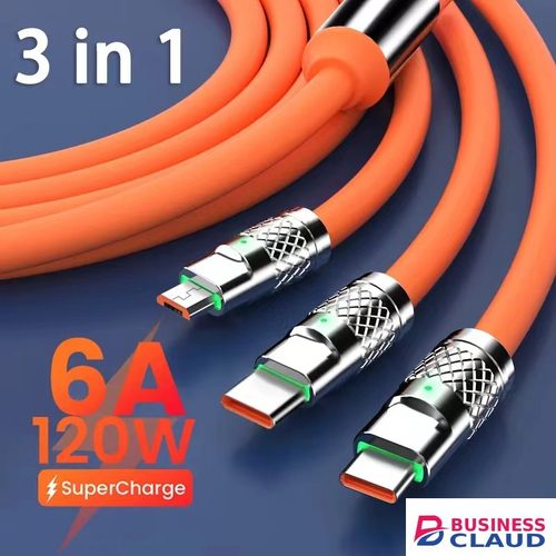 6A 120W 3 In 1 Charging Cable USB Fast Charger Cable For iPhone Micro USB Type-C Charging Cable For Huawei Samsung Xiaomi Wird Cord in 1-charging-cable-usb-fast-charger-cable-for-iphone-micro-usb-type-c-charging-cable-for