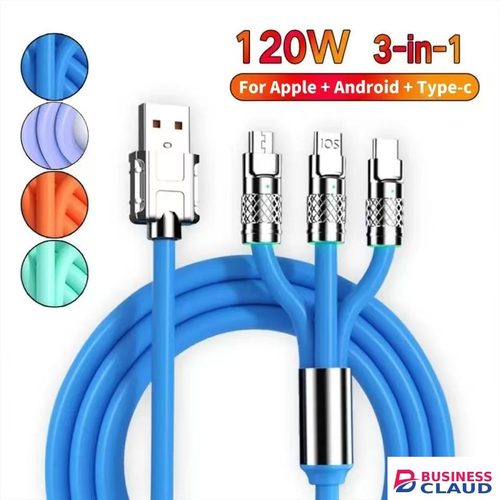 6A 120W 3 In 1 Charging Cable USB Fast Charger Cable For iPhone Micro USB Type-C Charging Cable For Huawei Samsung Xiaomi Wird Cord in 1-charging-cable-usb-fast-charger-cable-for-iphone-micro-usb-type-c-charging-cable-for