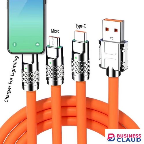 6A 120W 3 In 1 Charging Cable USB Fast Charger Cable For iPhone Micro USB Type-C Charging Cable For Huawei Samsung Xiaomi Wird Cord