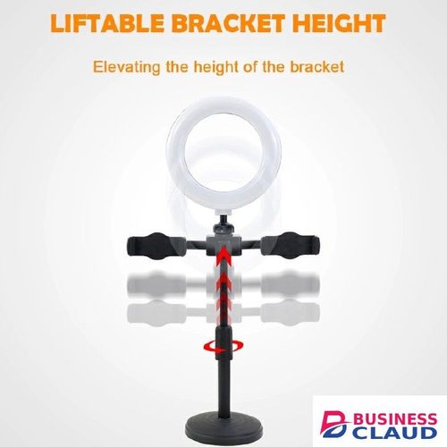 【Promotion】Smartrahalife RAHA Double Phone Tripod Stand with Ring Light 3-Color Dimmable Selfie Light for Live Streaming 360° Rotatable Bracket for TikTok/YouTube/Makeup Stable Phone Holder with Stick in Built-charging-cable-and-22-5w-fast-charging