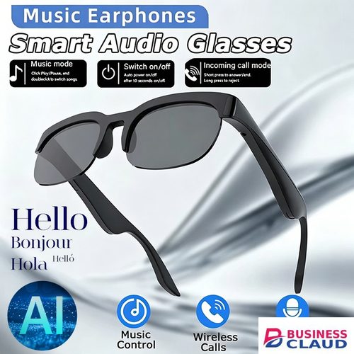 Smart Glasses 150 Languages ​​Real-time AI Translation, Binaural Wireless Stereo Smart Bluetooth Headset Glasses with Wireless HD Sun Protection Sunglasses for Outdoor Sports, Running and Cycling in Built-charging-cable-and-22-5w-fast-charging