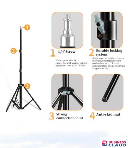 Phone holder 4in1 Pack,Photography Aluminum 2.1M Tripod 1/4 Screw Head Light Stand Fit for Live Photo Studio Video Lighting Studio Kits Selfie Stick Tripod for Vlog Live Tiktok with Bluetooth Remote in Cables-led-light-flashlight