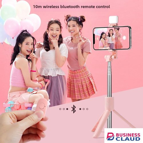 Bluetooth selfie stick 3in1 phones tripod stand fill light telescopic selfie stick wireless remote control tripod Bluetooth live streaming mobile phone stands in Cable-black