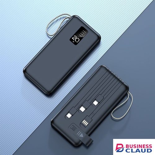 PAFEL portable power bank 15000mAh with 4 detachable charging cables LED digital display screen for fast charging universal external battery compact and lightweight travel backup charger