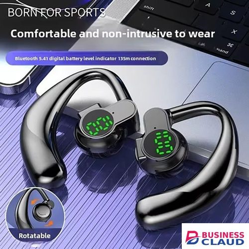 Bluetooth 5.4 Earphones Single Ear Earhooks Noise Cancelling Sports Headphones 360° Rotatable Wireless Earbud with Microphone